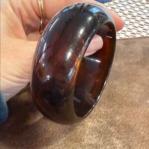 Polished Brown Resin Bangle Bracelet for Women